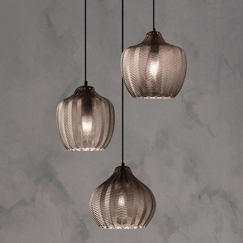 Moderne Glazen Hanglamp – Smoke Gray of Cognac, Verstelbare Hoogte