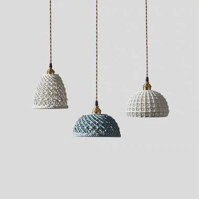 Moderne Japanse Porseleinen Hanglamp – Blauw of Wit met Verstelbaar Snoer