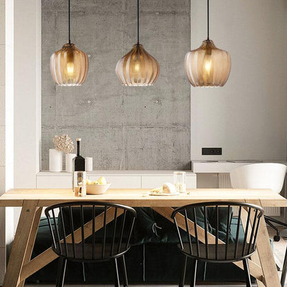Moderne Glazen Hanglamp – Smoke Gray of Cognac, Verstelbare Hoogte