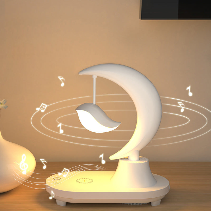 Ster en Vogel Tafellamp met Bluetooth Speaker & Draadloos Opladen – Oplaadbare LED