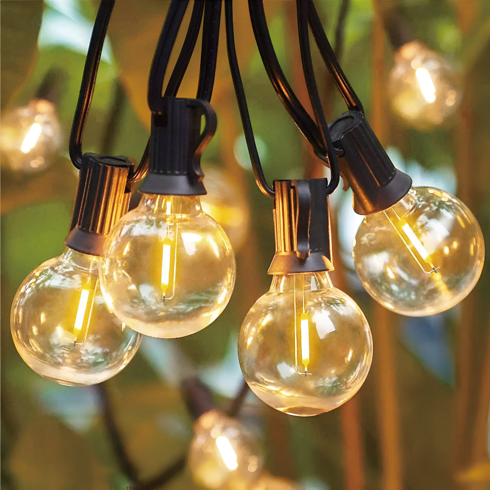 Buiten Lichtslinger met G40 Globe Lampen – Weerbestendige Tuin- & Terrasverlichting