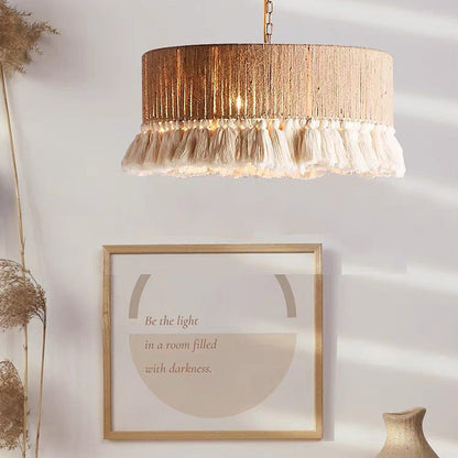 Ronde Boho Touw Hanglamp – Handgemaakt en Sfeervol