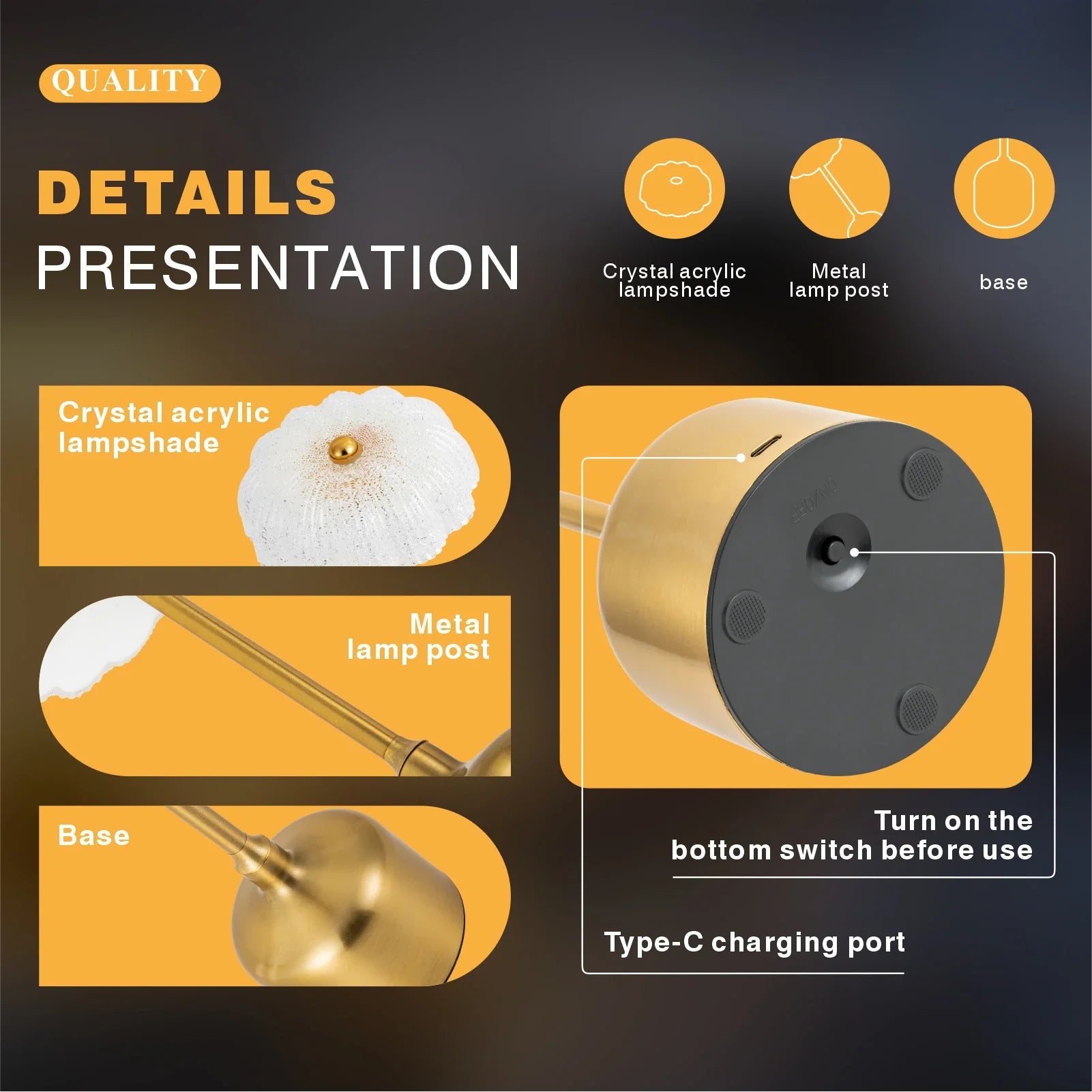 Rosa – Oplaadbare Kristallen Bloem Tafellamp met Touch & Dimbare LED