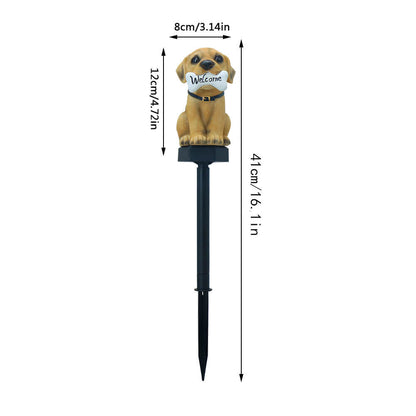 Schattige Puppy Tuinlamp met – Geel – 2 V (1 Lichtbron)