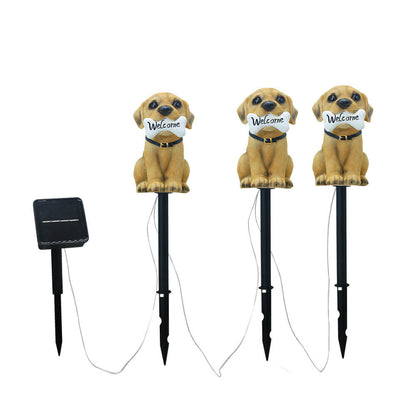 Schattige Puppy Tuinlamp met – Geel – 2 V (1 Lichtbron)