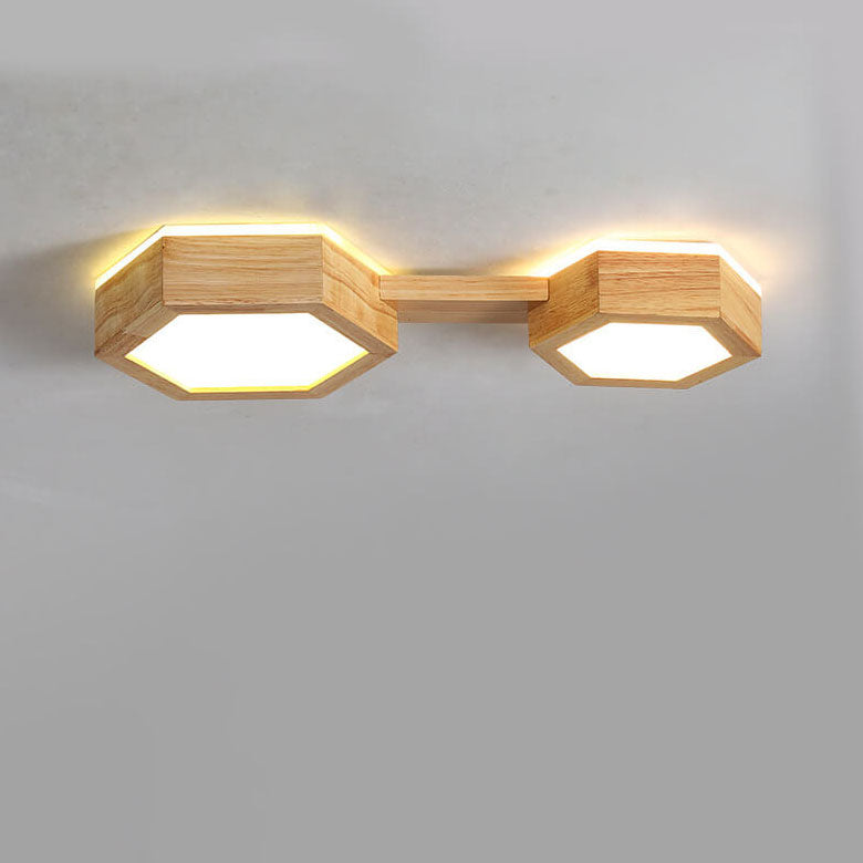 Moderne Houten Japandi LED Plafondlamp – 220V-240V – 1/2/3 Spots