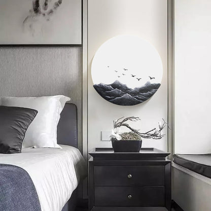 Aziatische Wandlamp met Minimalistisch Design – Iron, Acryl & Resin – LED