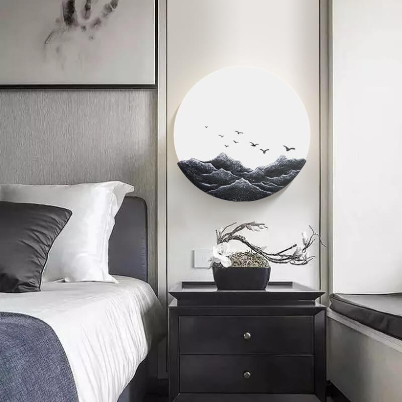 Aziatische Wandlamp met Minimalistisch Design – Iron, Acryl & Resin – LED