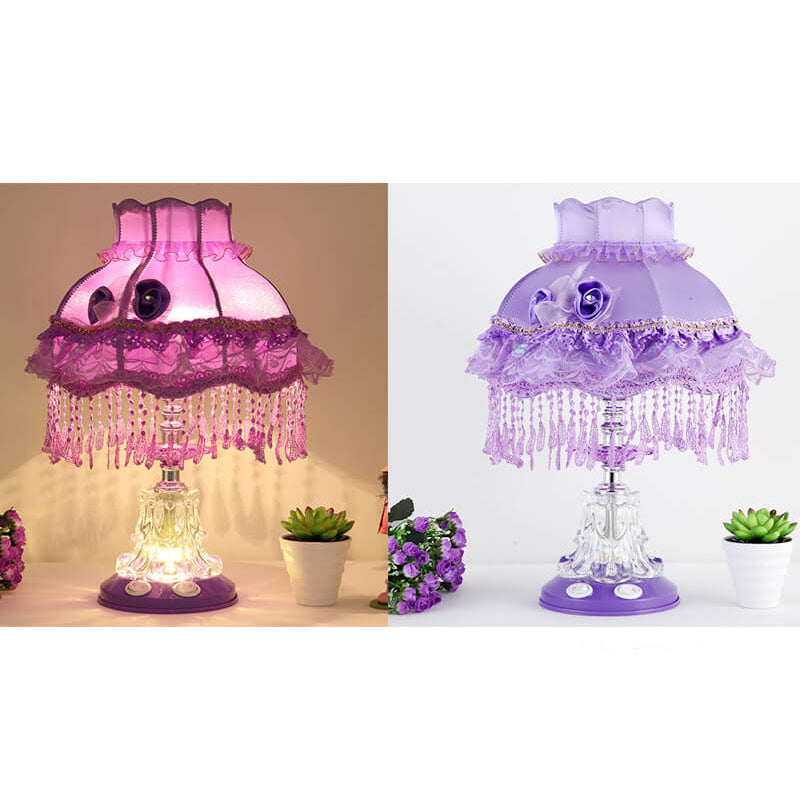 Moderne Stoffen Tafellamp – Glas & Textiel, E26 Fitting, 39 cm Hoog