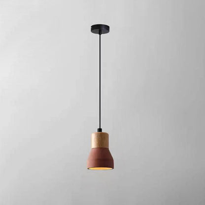Moderne Hanglamp van Cement & Hout – E26 Fitting, 150 cm Verstelbaar Snoer