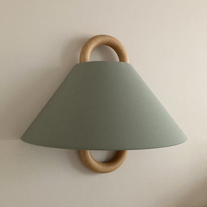 Moderne Houten Wandlamp met Stoffen Kap