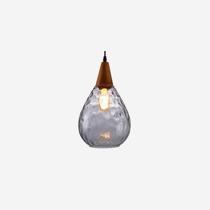 Moderne Glazen Hanglamp – Clear, Amber of Smoke Gray met Houten Accent