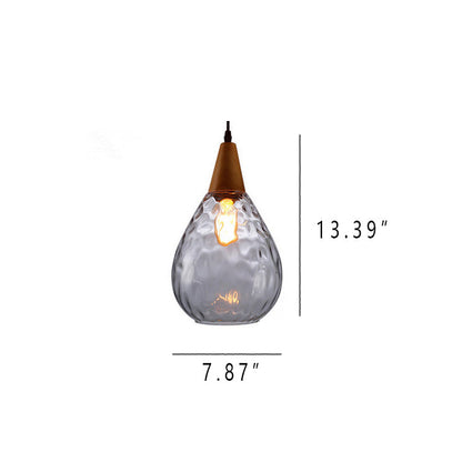 Moderne Glazen Hanglamp – Clear, Amber of Smoke Gray met Houten Accent