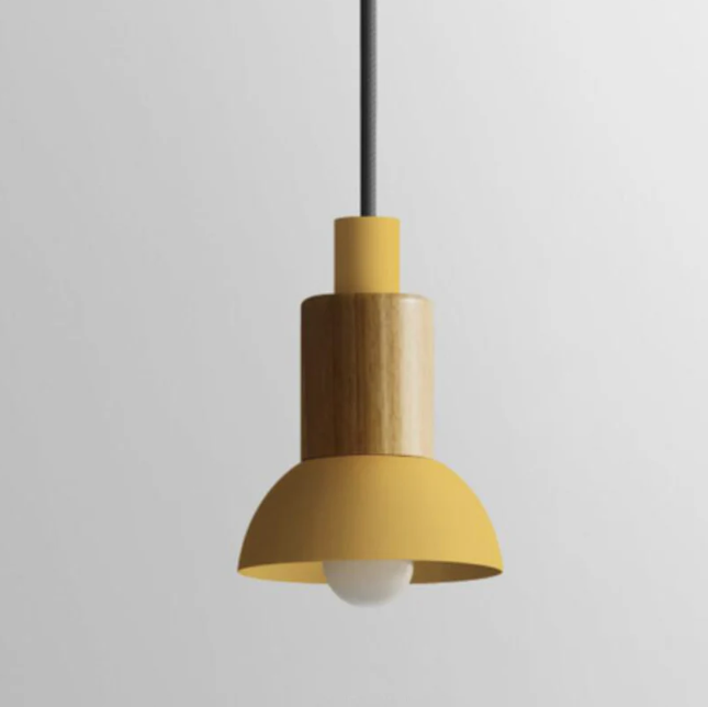 Scandinavische Houten Hanglamp – Roze / Geel / Groen – E26 Fitting