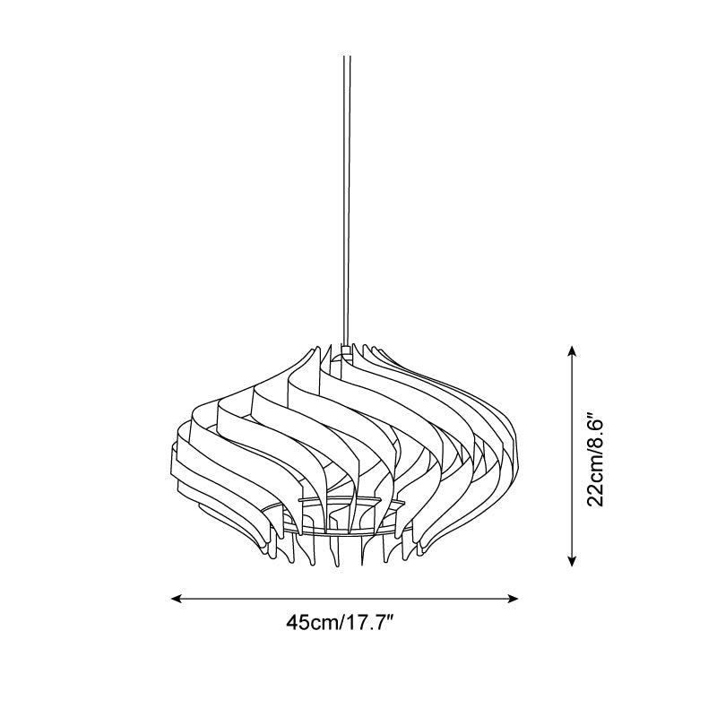 Japandi Houten Hanglamp met Spiraalvormige Lamellen
