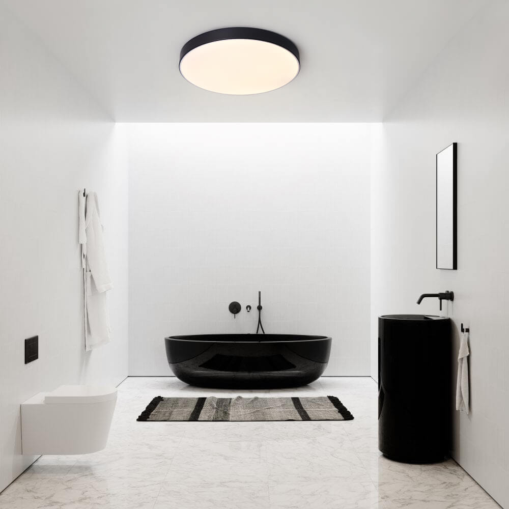 Erda – Moderne LED Plafondlamp met Acryl Kap (Zwart, 40/50 cm)