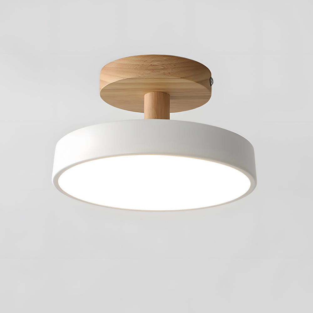 Scandinavische Plafondlamp met Houten Basis & Zacht Pastel Design