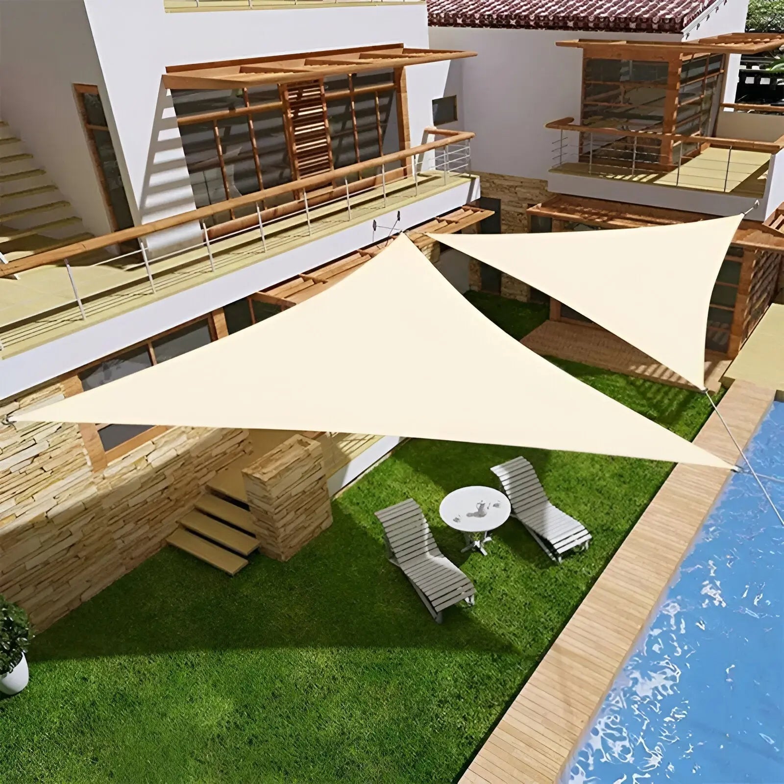 Waterdicht Driehoekig Schaduwdoek – UV Bescherming voor Tuin, Terras & Zwembad