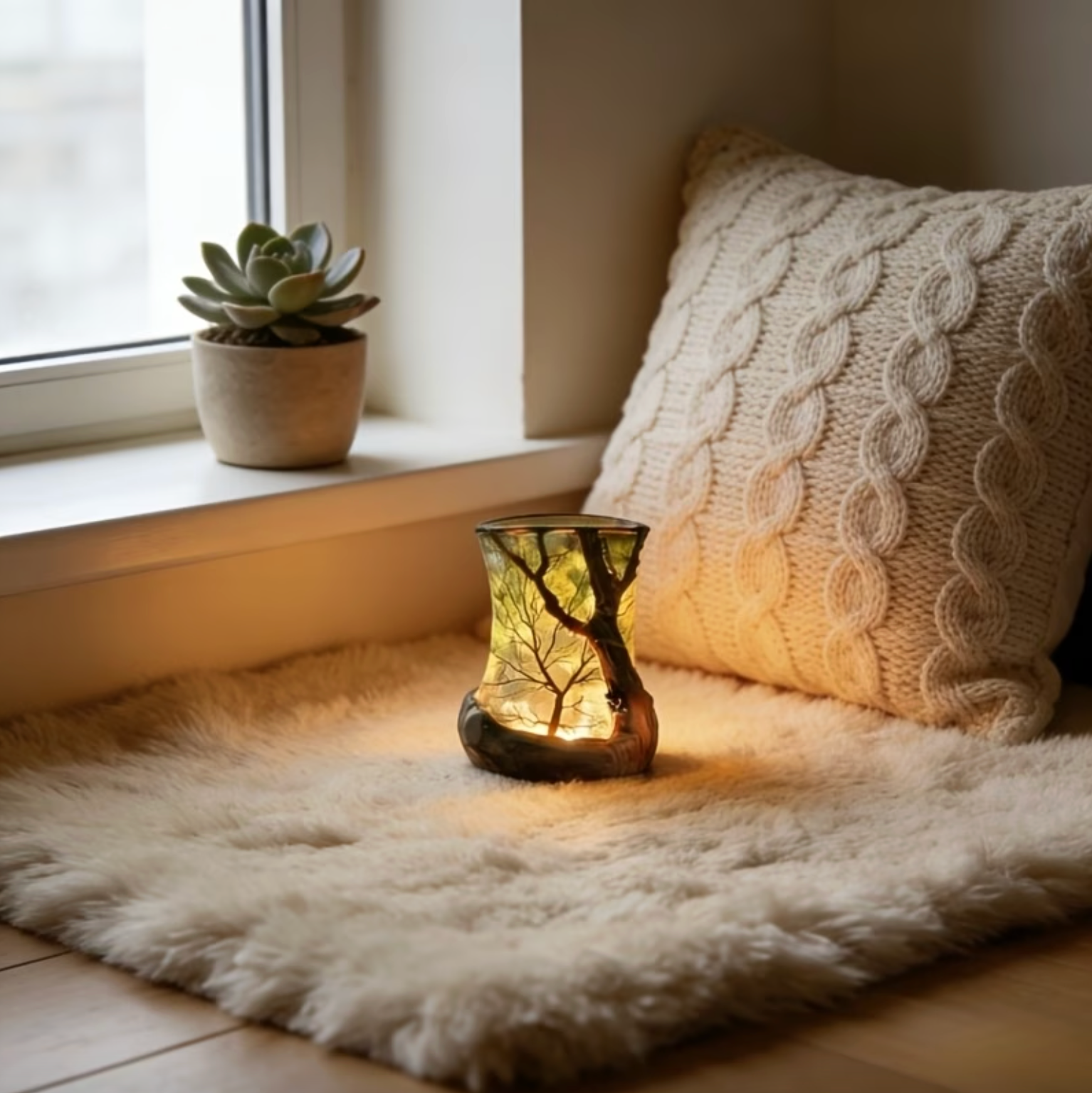 Decoratieve LED Tafellamp – Sfeerlamp met Boomtak Design