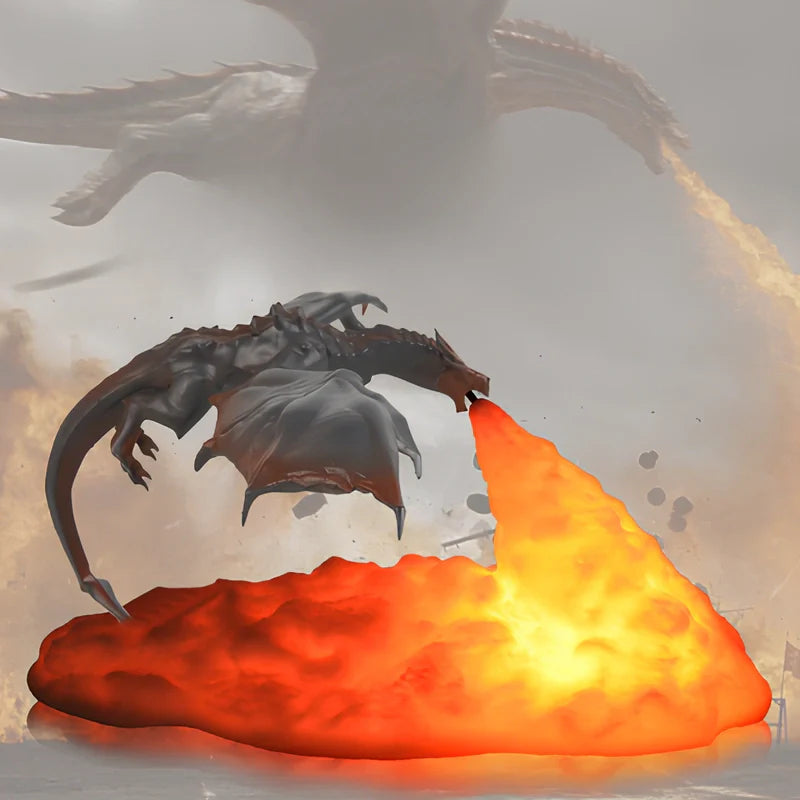 Draken Licht – Oplaadbare 3D Geprinte Draaklamp met Vurige Gloed