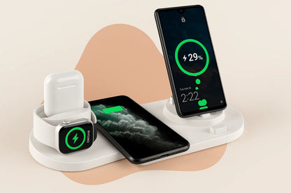 Lumio - 6-in-1 Draadloos Oplaadstation – Geschikt voor iPhone, Apple Watch & AirPods