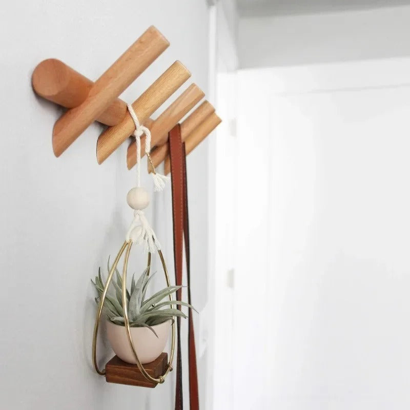 Massief Eiken Wandrek – Scandinavische Minimalistische Kapstok & Organizer