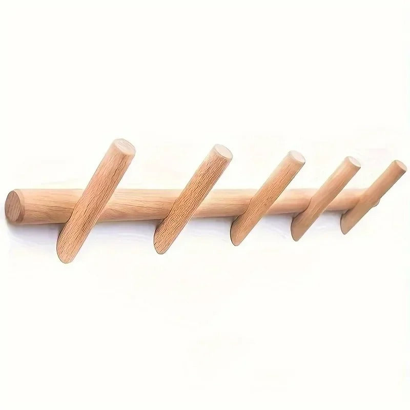 Massief Eiken Wandrek – Scandinavische Minimalistische Kapstok & Organizer