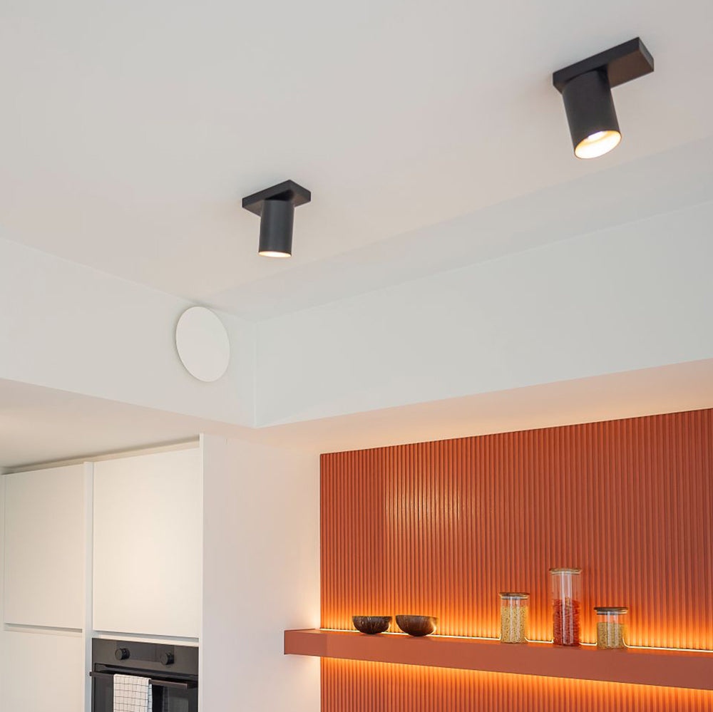 Uno – Plafondlamp van Zwart Metaal met Gouden Binnenzijde