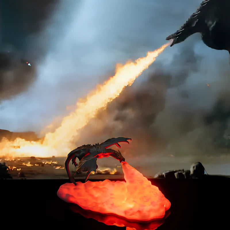 Draken Licht – Oplaadbare 3D Geprinte Draaklamp met Vurige Gloed