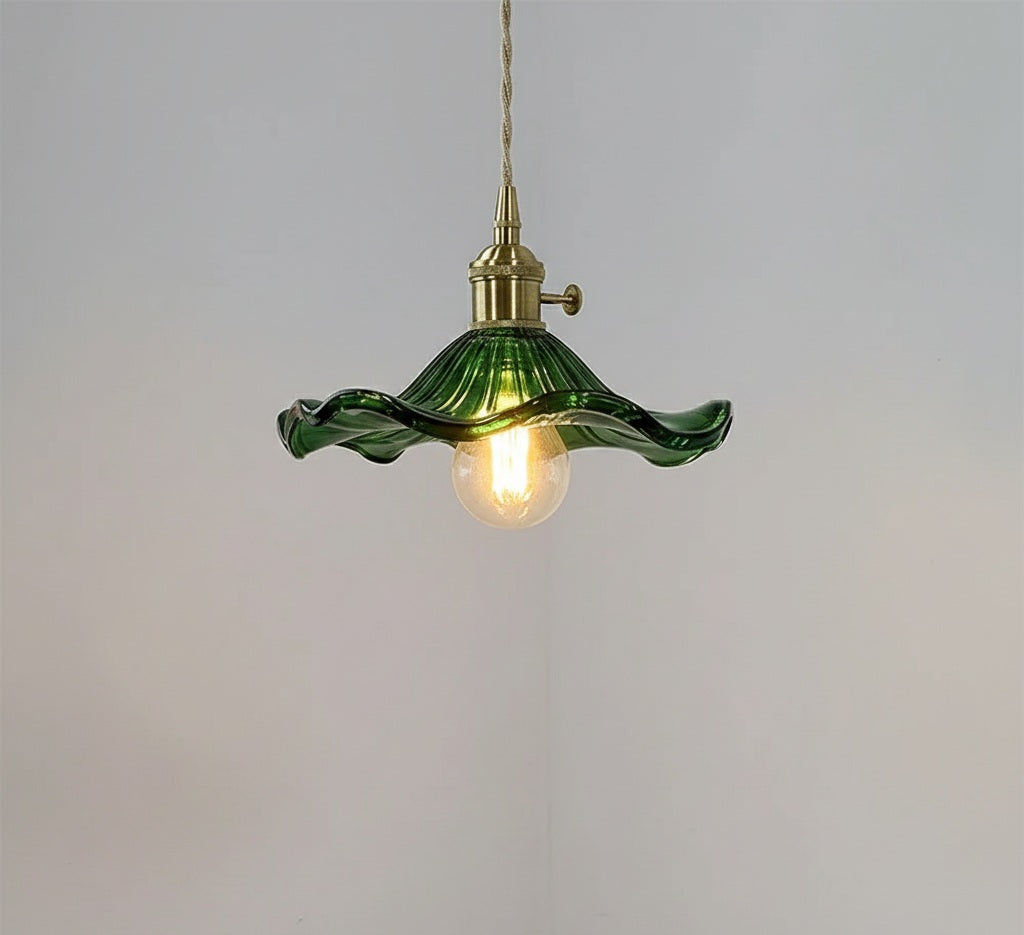 Elegante Glazen Hibiscusbloem Hanglamp met Stijlvol Design