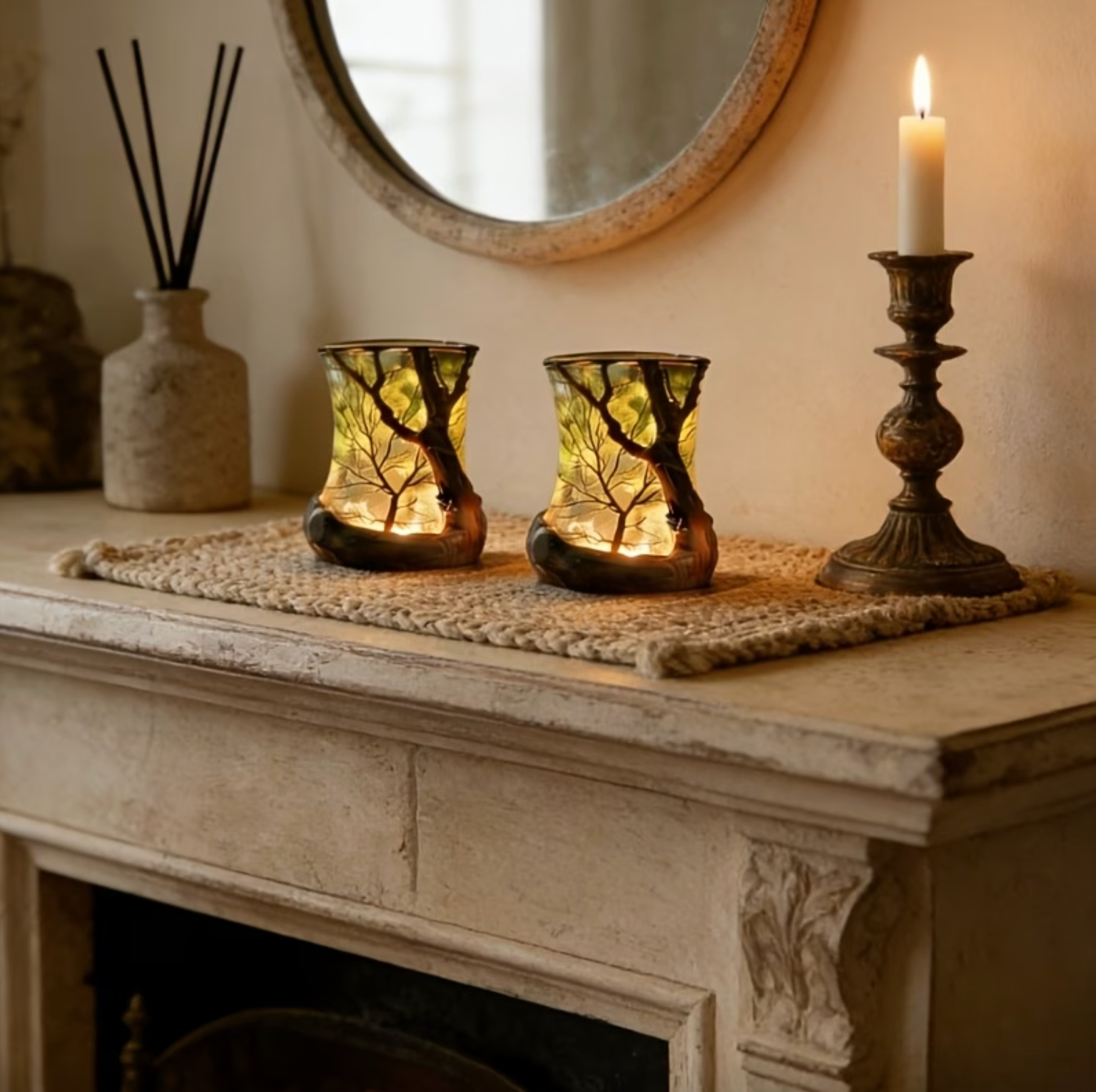 Decoratieve LED Tafellamp – Sfeerlamp met Boomtak Design