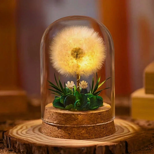 Floro – Nachtlamp met Gedroogde Bloemen onder Glas