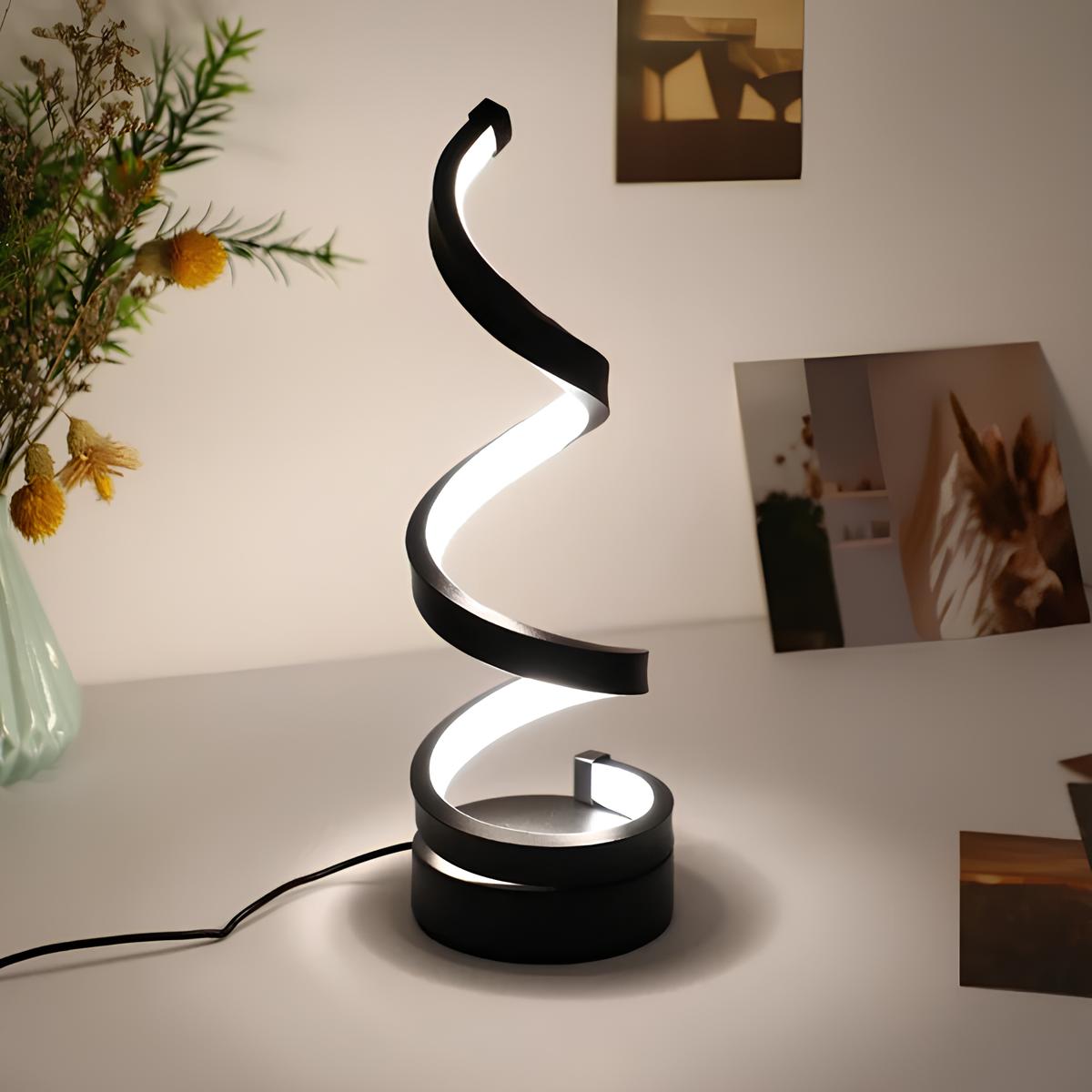 Lasse - Scandinavian Spiral Tafellamp met Dimbaar LED Licht & Modern Design
