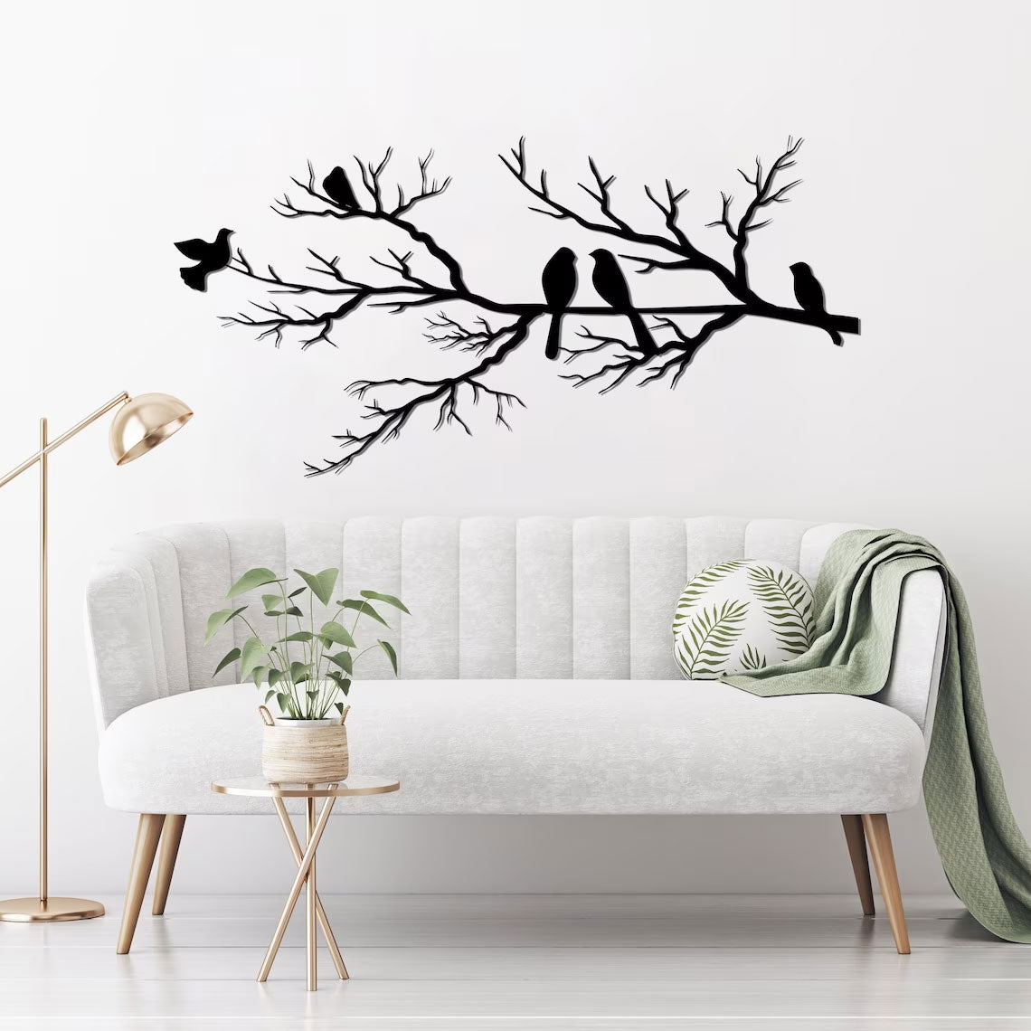 Art Metalen Wanddecoratie met Vogels op een Tak