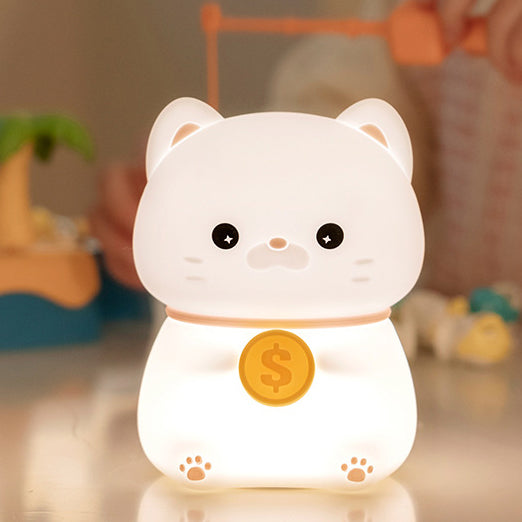 Lucky – Geluks Kat met Munt Nachtlamp Kind LED Slaaplamp Babykamer