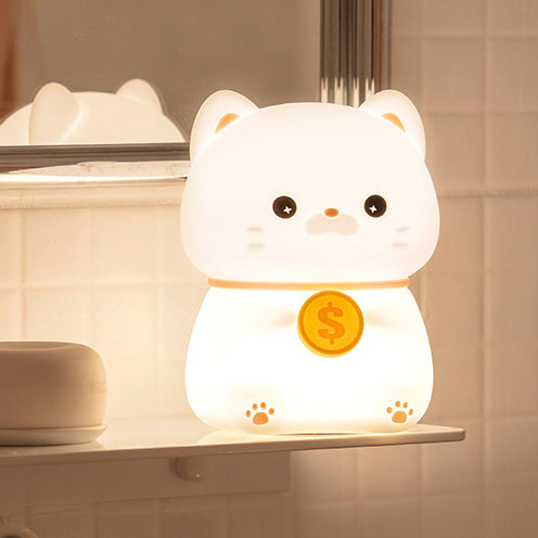 Lucky – Geluks Kat met Munt Nachtlamp Kind LED Slaaplamp Babykamer