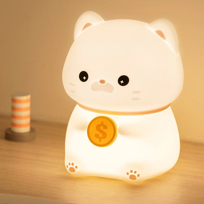 Lucky – Geluks Kat met Munt Nachtlamp Kind LED Slaaplamp Babykamer