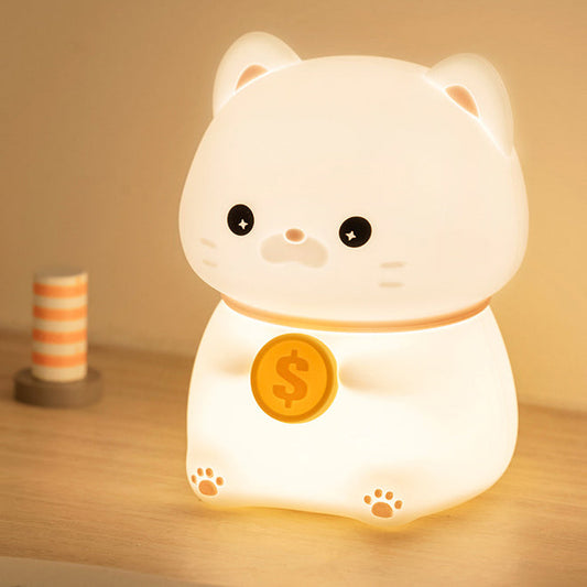 Lucky – Geluks Kat met Munt Nachtlamp Kind LED Slaaplamp Babykamer