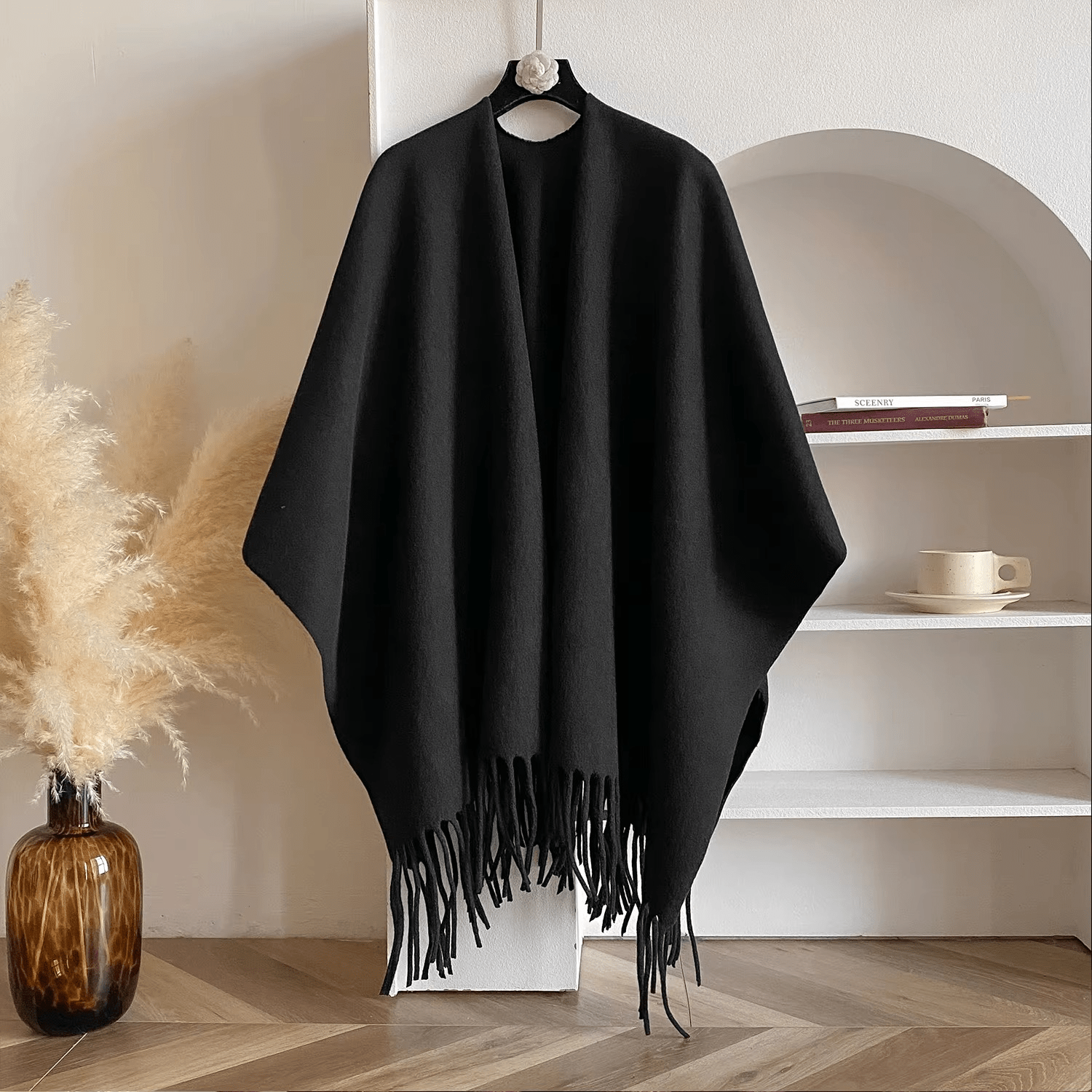 Dubbelzijdige Kasjmiermix Poncho voor Dames Luxe en Warm