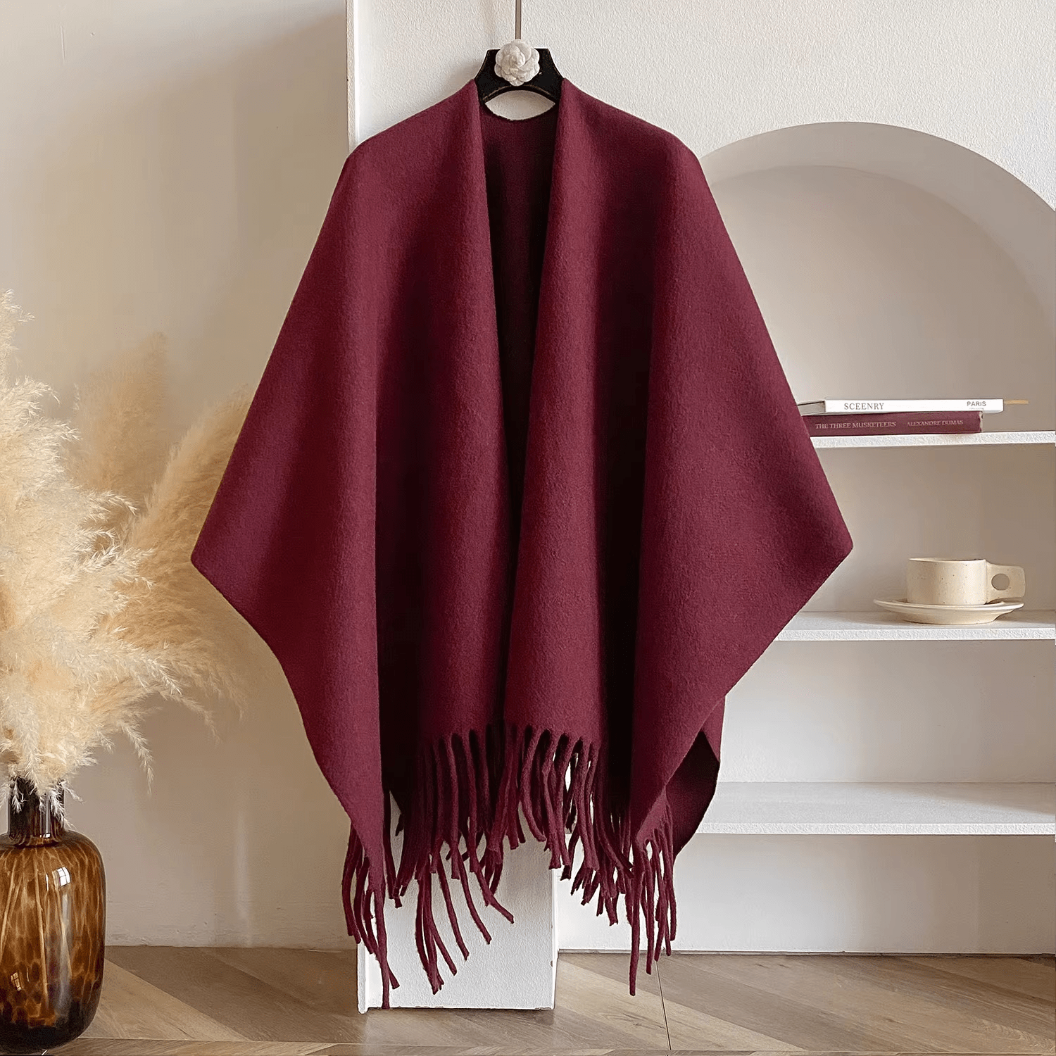 Dubbelzijdige Kasjmiermix Poncho voor Dames Luxe en Warm