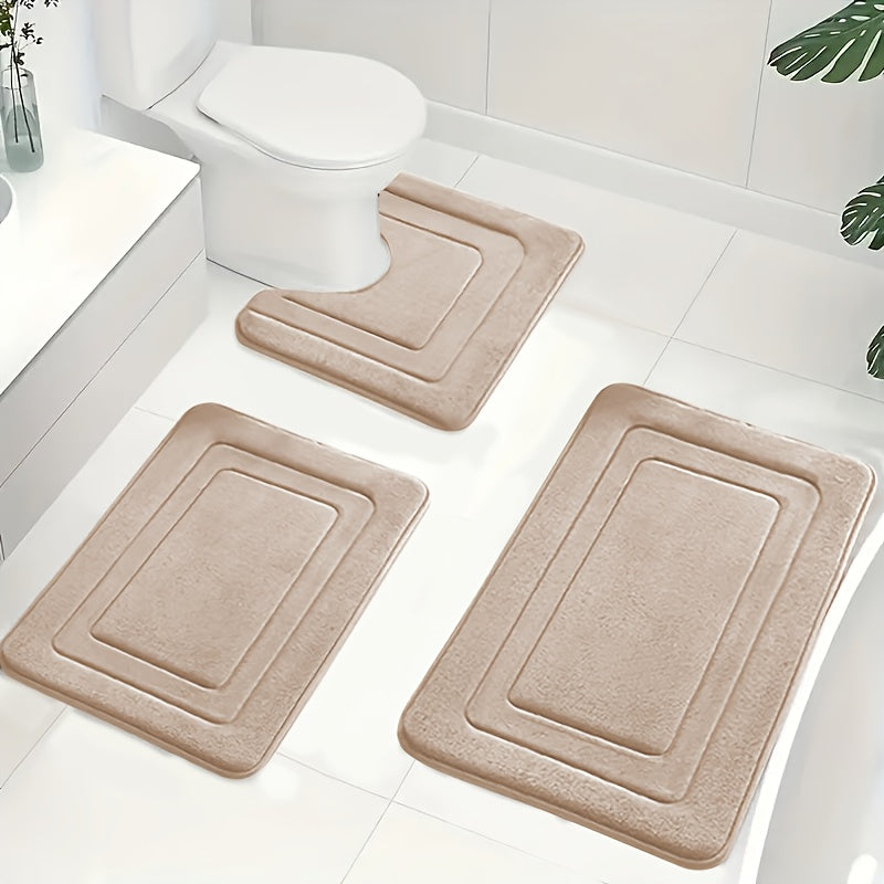 Luxe Memory Foam Badmat Set – Zachte, Absorberende & Antislip 3-Delige Set