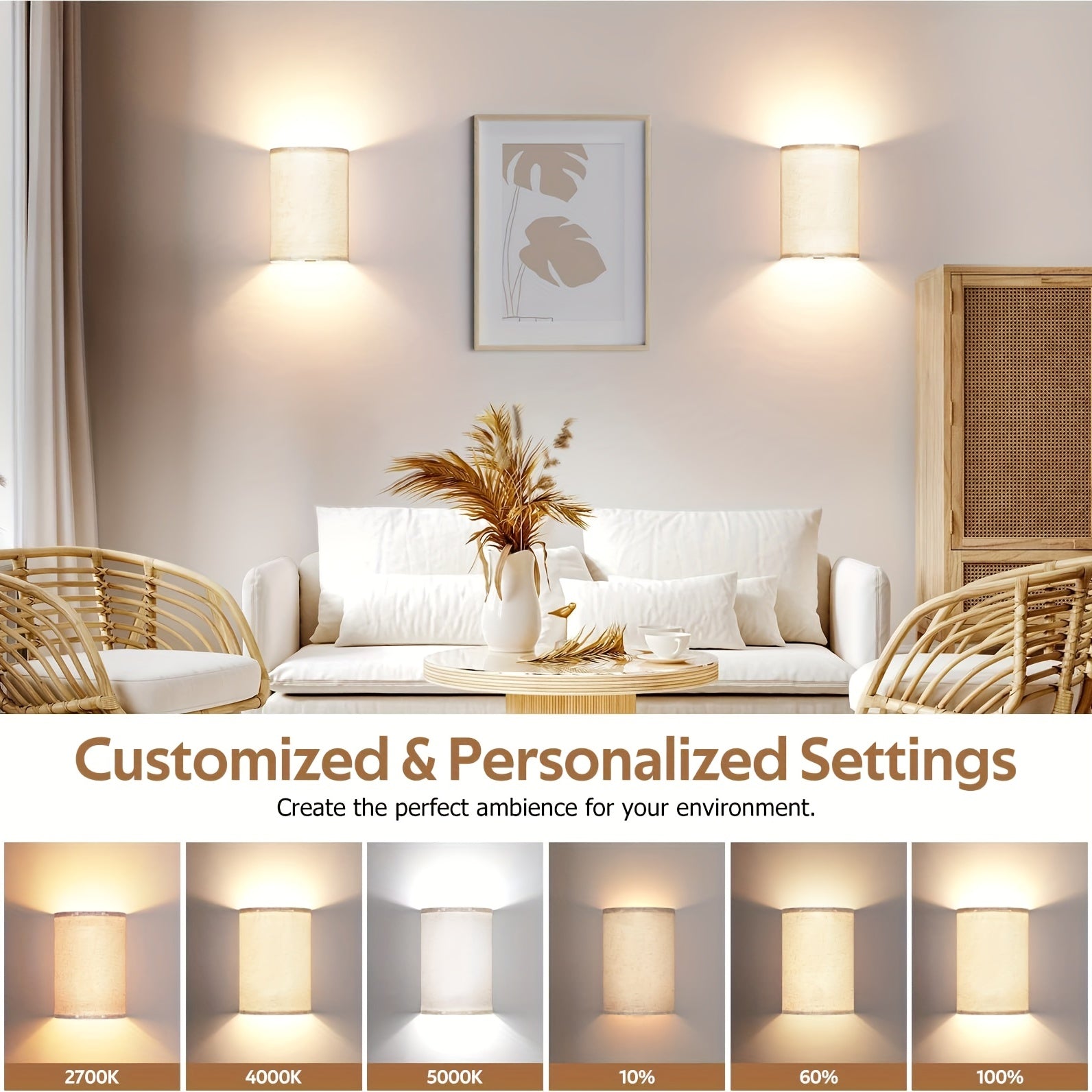 Uni – Organische Draadloze Wandlampen (2-Pack) met Afstandsbediening