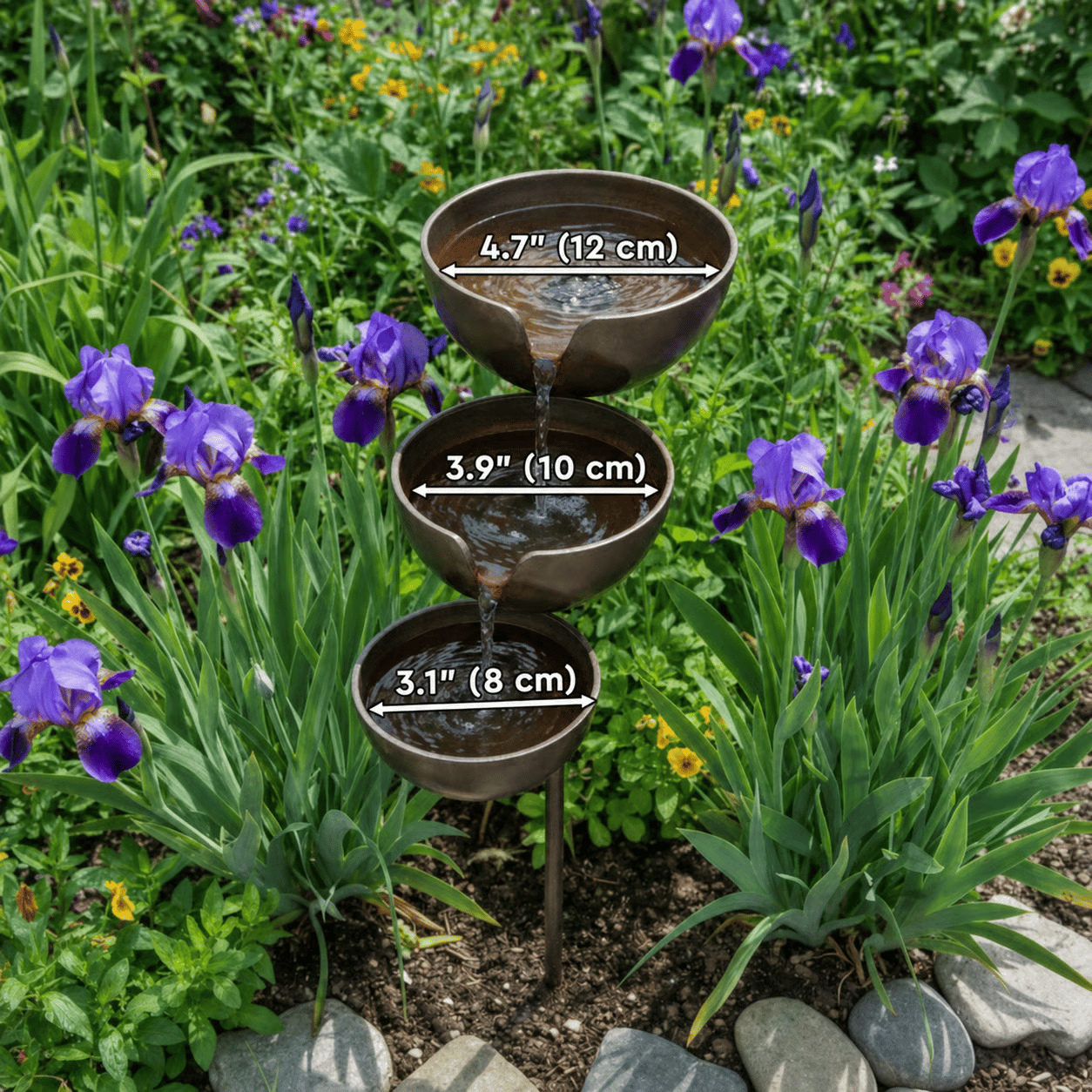 Metalen Vogelbad met Regenwateropvang | Decoratief Vogelbad voor Tuin