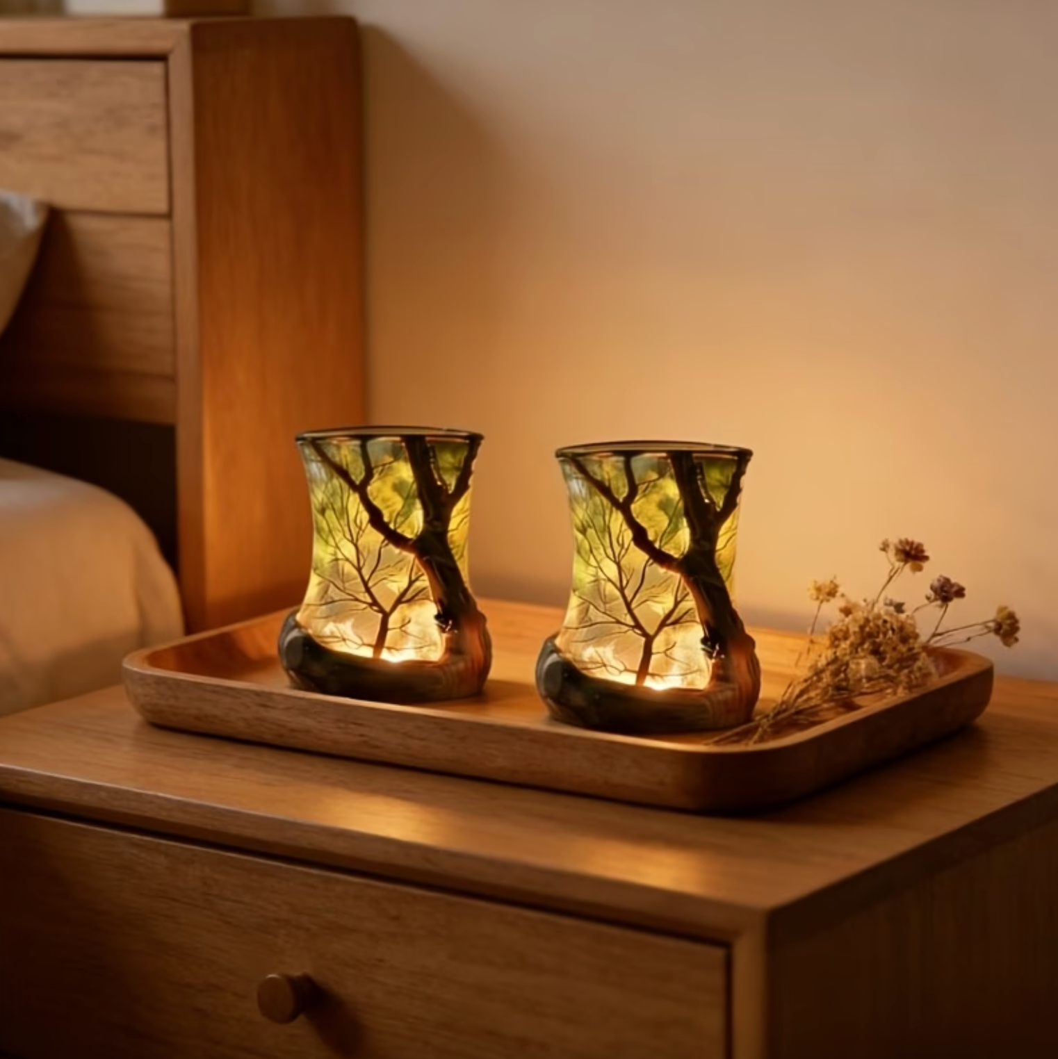 Decoratieve LED Tafellamp – Sfeerlamp met Boomtak Design