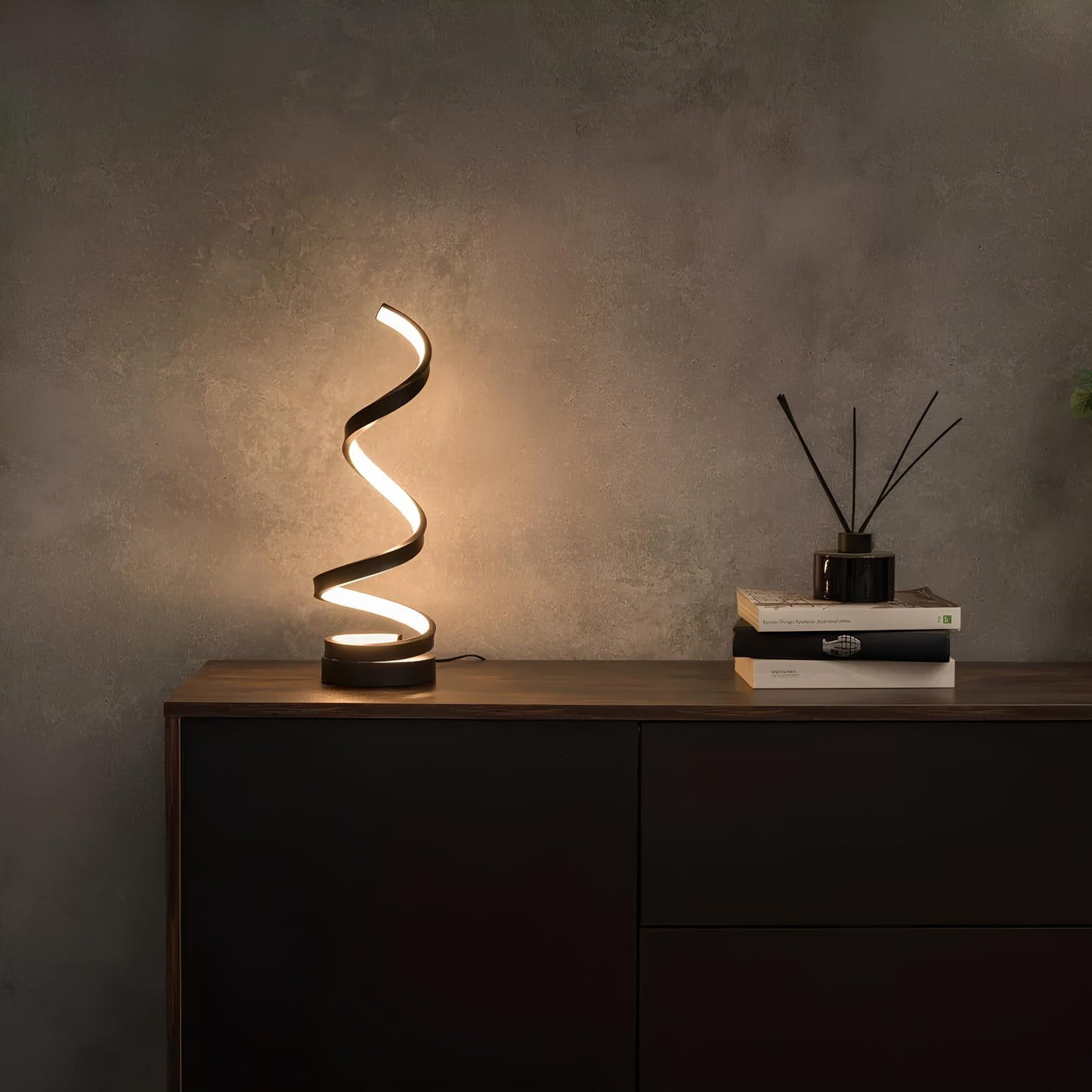 Lasse - Scandinavian Spiral Tafellamp met Dimbaar LED Licht & Modern Design