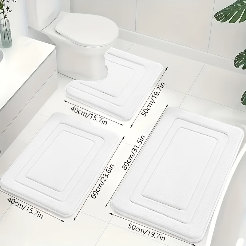 Luxe Memory Foam Badmat Set – Zachte, Absorberende & Antislip 3-Delige Set