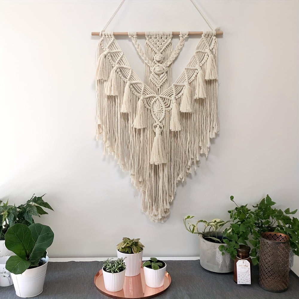Bohemian Macramé Wall Decoration – Handwoven Cotton Wall Hanging