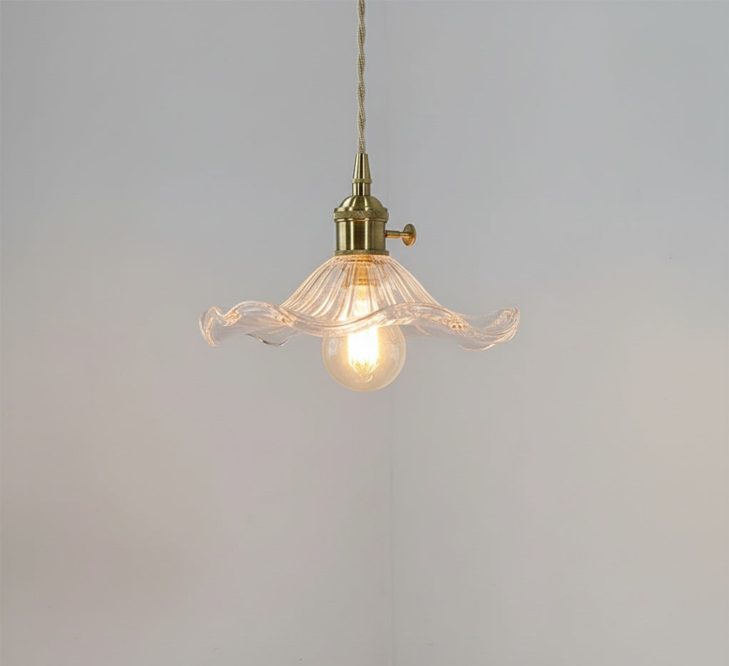 Elegante Glazen Hibiscusbloem Hanglamp met Stijlvol Design