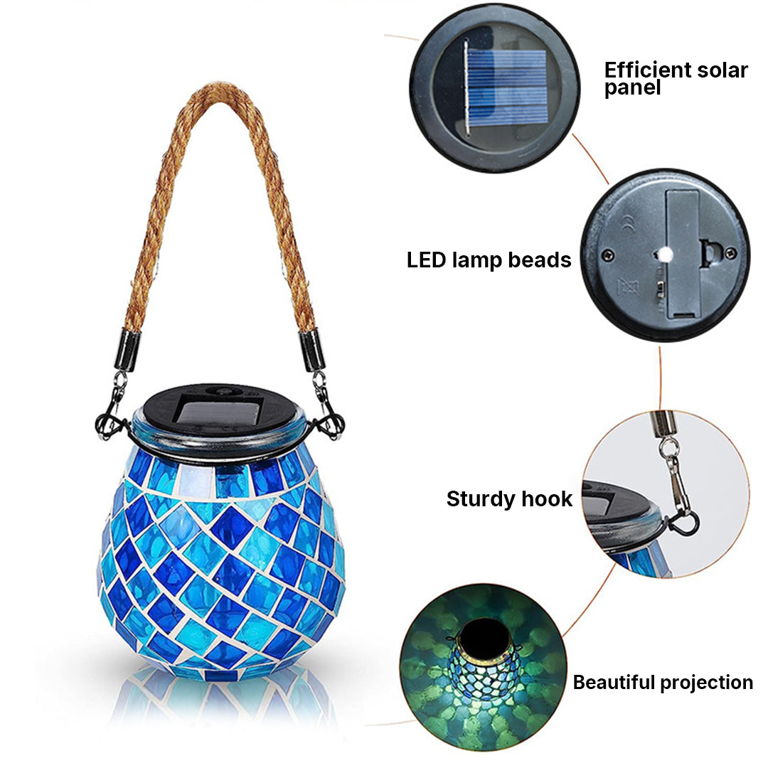 Handgemaakte Gekleurde Solar Buitenlamp – Stained Glass met Magisch Lichtspel