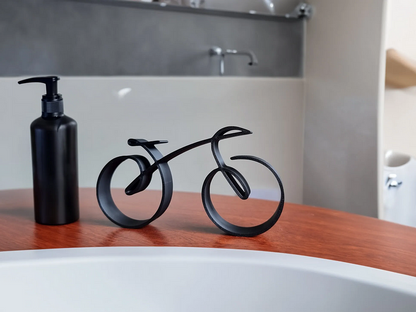 Zwarte Minimalistische Fietssculptuur van Metaal